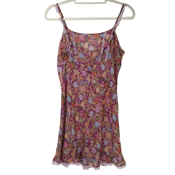 Natori Other - Natori Josie Pink Floral Print Sheer Babydoll Lace Mini Chemise Nightgown Size M
